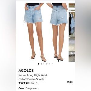 Agolde Parker Swapmeet Long High Waist Cutoff Denim Shorts Size 28